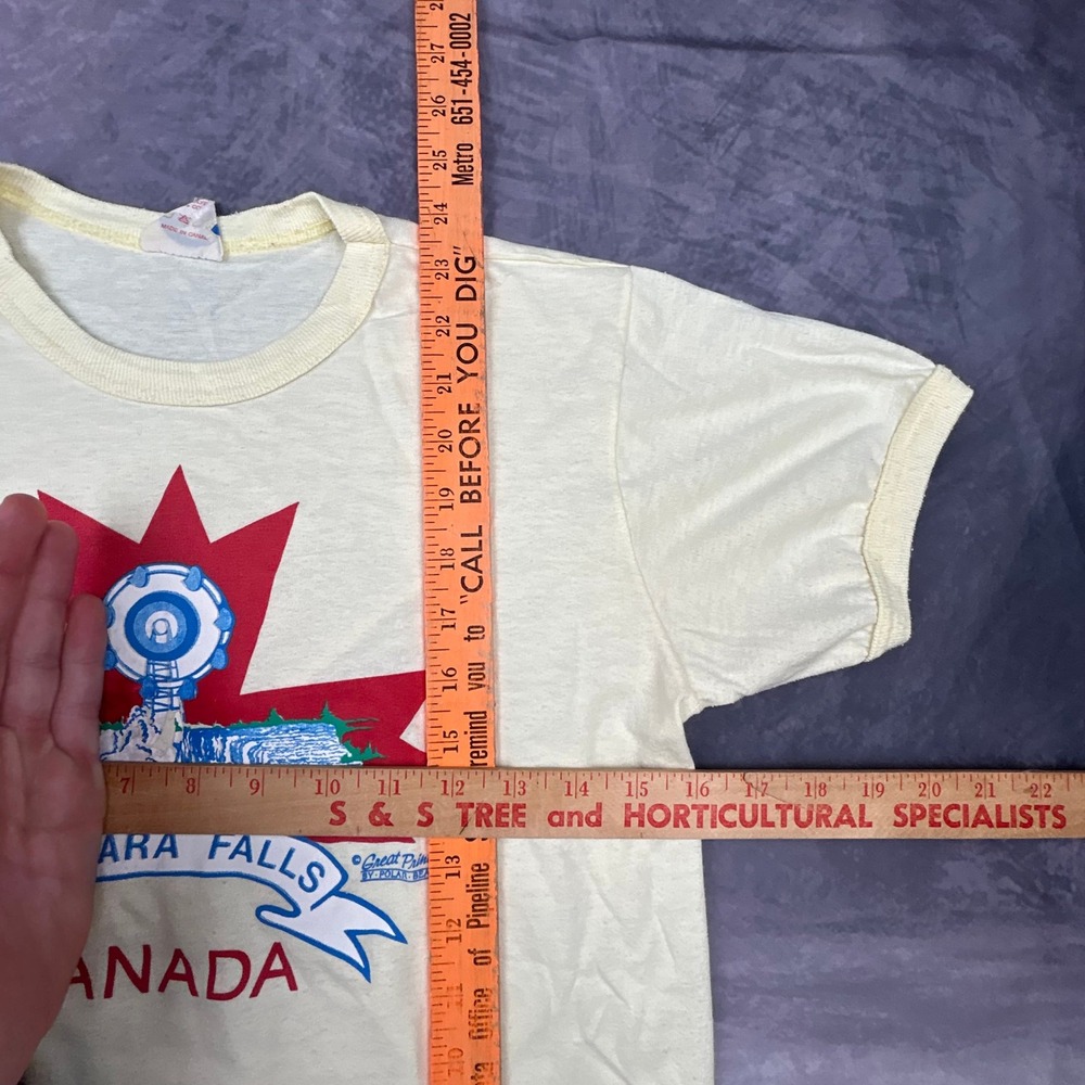 Vintage 80s Niagara Falls Canada Ringer T‎ Shirt Cream Souvenir Mens M Graphic - Picture 2 of 6